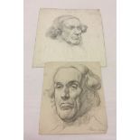 2 pencil studies of a gentleman. Signed Florence Camm 1902.