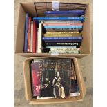 Large box of books about the Queen Mother together with a box of books relating to the Royal family.