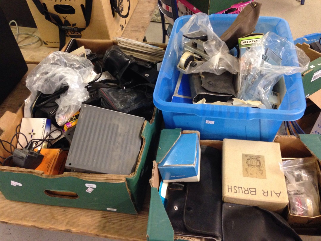 3 boxes of assorted miscellaneous photographic equipment.