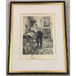 W. Dendy Sadler engraving signed in pencil. Gentleman tying his tie.