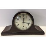 c1920-30s German wooden mantle clock with pendulum & key.