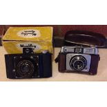 A vintage Wembley sports camera (boxed) together with a vintage Zxilford sportsman camera with case.