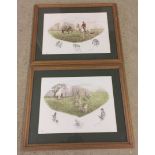 A pair of Limited Edition hunting prints by Nigel Hemming. Numbered 26/50 and 25/50 (one glass a/f).