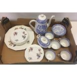 A blue & white 'Blau' Deutschland part coffee set together with a floral Rosenthal sandwich set.