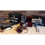 Collection of 5 cased vintage cine-cameras.