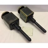 2 black painted carriage lamps.