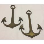 2 brass anchor adornments taken from the sailing ship Valhalla 1874.