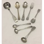 A collection of 8 pieces of silver cutlery to include Victorian Dublin.