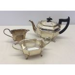 An A1 silver plated hexagonal design tea set with animal feet.