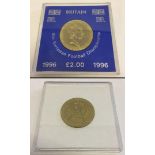 A British £2 coin, the 10th European Football Championship 1996.