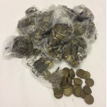 A bag of approx. 700+ threepence coins.