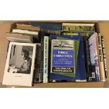 A box of misc hardback books relating to submarines, U boats and Naval wartime operations.