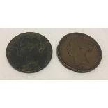 2 cased Victorian pennies 1853 & 1854.