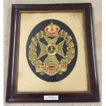 An oval silk embroidery picture of The Prince Consorts Own Rifle Brigade badge circa WW1.