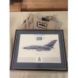 A signed print of a tornado together with a R.A.F Officers suit belonging to Mike Warren.
