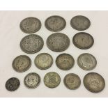 15 pre 1920 silver GB coins to include Victorian & Edwardian.