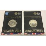 2 unopened carded London 2012 Olympic £5 coins.