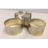 4 Hallmarked silver napkin rings.