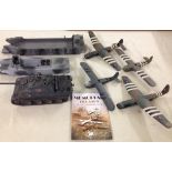 2 boxes of plastic & resin military models comprising 2 landing craft, tank, and 4 gliders.