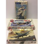 3 vintage Airfix models Spitfire MK1A H.M.S Victory Supermarine Seafire FR 46/47.