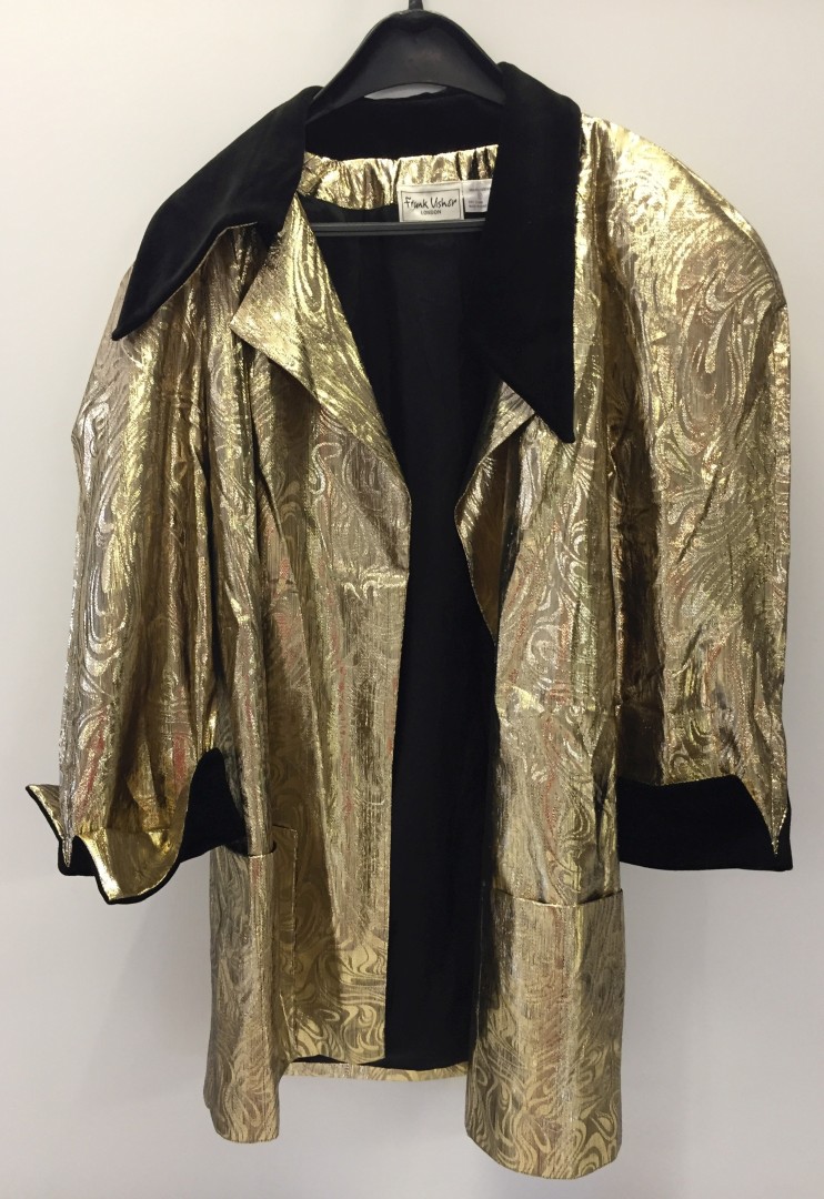 Ladies velvet jacket. Gold and black. Frank Usher.