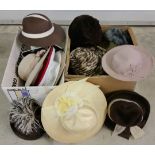 2 boxes of assorted vintage hats.