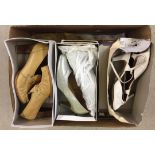 A box of vintage ladies shoes, all boxed.