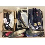A box of misc ladies vintage shoes. Mostly size 7, some boxed.