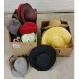 2 boxes of vintage hats.