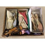 A box of assorted vintage ladies sandal style shoes. Sized 6½ & 7.