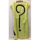 Yellow crimplene dress with 60s applique question mark.