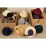 3 boxes of vintage hats, mostly unworn.