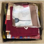 A box of vintage ladies 100% silk scarves.