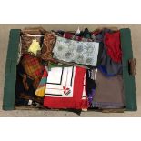 A box of assorted vintage ladies scarves.