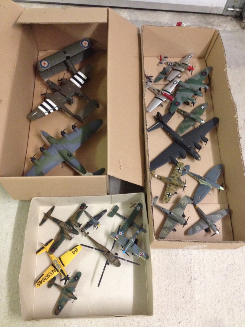 3 boxes of plastic military planes - overall good condition