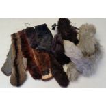 3 real fur collars together with several items of faux fur