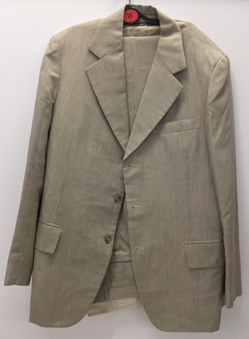 Mens lightweight suit. British Textile Co. Hilton Hotel Monogram.