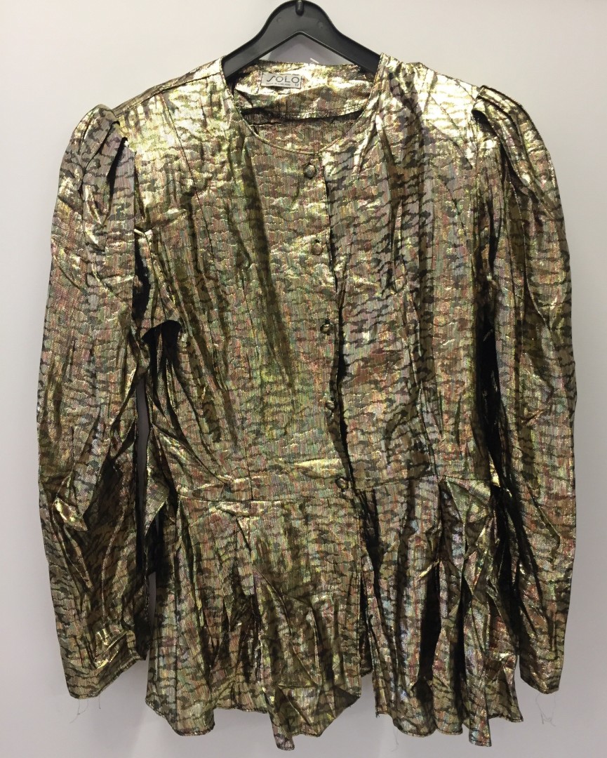 Ladies evening top. Long sleeves gold flecked. Salo.