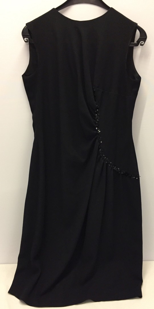 Keider Verbeten 40s black elephant crepe dress with sequin trim.