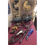 A box of assorted tribal & African items