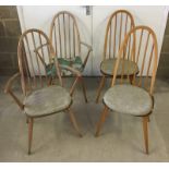 4 Ercol blonde oval back dining chairs