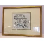 An original ink humorous cartoon of D.J. Butley, Builders by McLachlan.