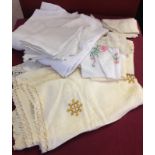 A box of assorted linen & lace