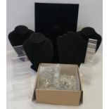 A box of jewellery display items to include necks and earring stands.