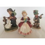 3 small ceramic figurines to include Royal Doulton and Wagner & Apel Bertram.