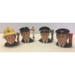 4 Limited Edition Royal Doulton character jugs from the "Journey through Britain" series circa 1988.