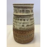 A brown and beige studio pottery vase by Broadstairs pottery.