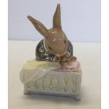 Royal Doulton Bunnykins 'New Baby' in rare alternative colourway.