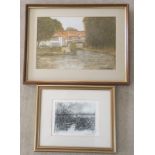 A framed and glazed watercolour by M.B.Turner, dated '91, possibly of Norwich.