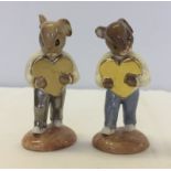 Royal Doulton Bunnykins 2 x 'Sweetheart' figures in rare alternative colourways and head variations.